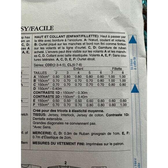 Butterick 5913 toddler girls top swallow tail hem leggings size 2 3 4 5 - Picture 5 of 7